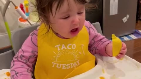 Toddler gives confusing reaction after tasting a lemon