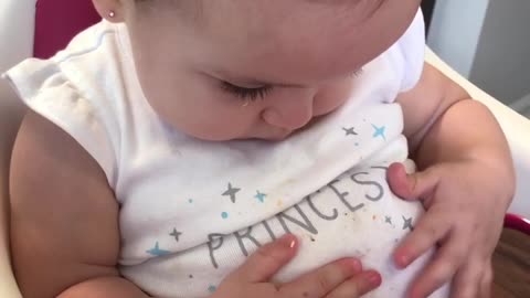 Baby Girl Adorably Admires Her Healthy Belly