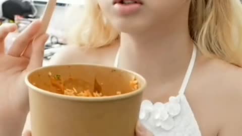 Babymonster Chiquita eating noodle