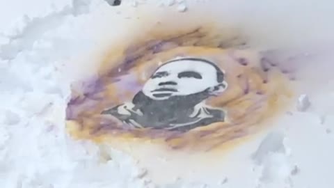 Amazingly realistic painting of LeBron James on the snow