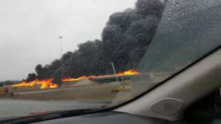 Fire Engulfs Highway After Tanker Truck Crash