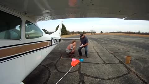 Gender reveal comes from powder released by plane