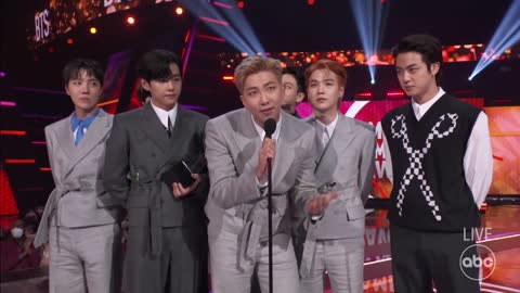 BTS Accepts the 2021 American Music Award for Artist of the Year - The American Music Awards