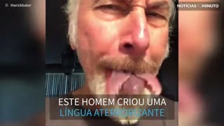 Com efeitos especiais, homem cria língua mutante