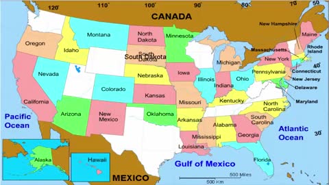 50 States and Capitals of the United States of America Learn geographic regions of the USA map