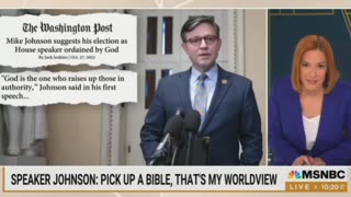 Bigot Jen Psaki Warns Audience that Speaker Mike Johnson Is Dangerous Because He Believes in the Bible and Christian Principles