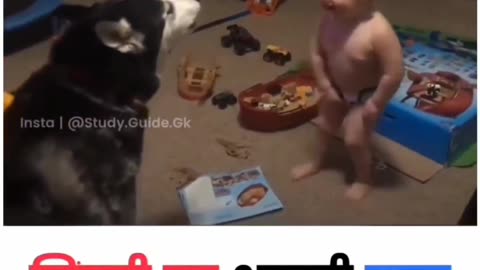 Cute baby 🥰💟 smile 😁 and dog 🐕 comedy fun