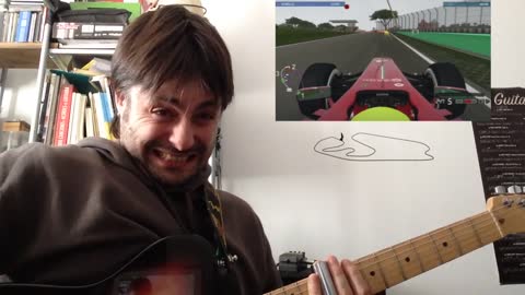 Guitarist plays along with Formula 1 race