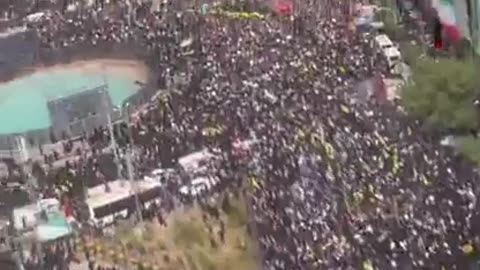 The funeral of Ismail Haniyeh on the Iranian side in Tehran from a bird's eye view.