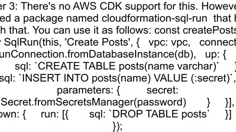 How to create tables in Postgres RDS using CDK