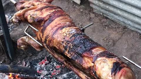 Wood Smoked Spit Roasted Hog