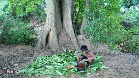 Primitive technology - Cooking egg chicken delicious eat - Eating show