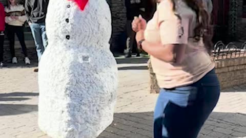 Snapshot Shock: The Snowman's Surprise Photo Op