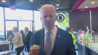Bumbling Biden Eats Ice Cream While Bragging Our Economy Is "Strong As Hell"