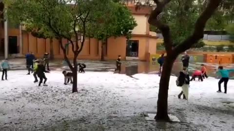 Malaga Covered In Hail After Huge Storm