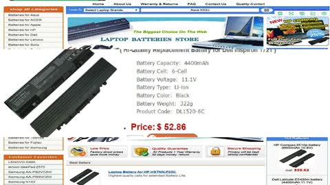 Laptop Battery for Dell Inspiron 1721