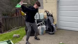 Cousin Shows Off His Golf Swing