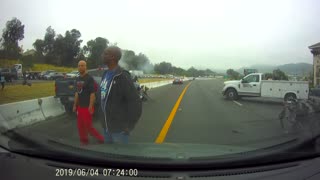 Speeding Truck Causes Terrifying Traffic Accident