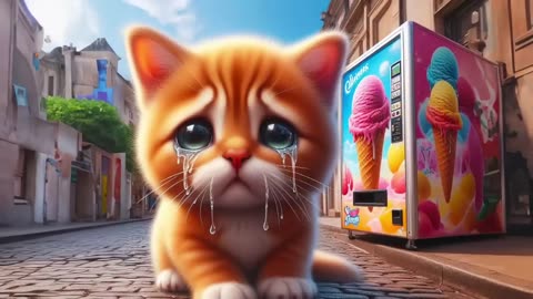 Kitten can't afford an Ice-cream Sad story (ai) #cute #cat