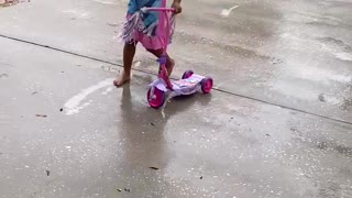 Scooter in the rain