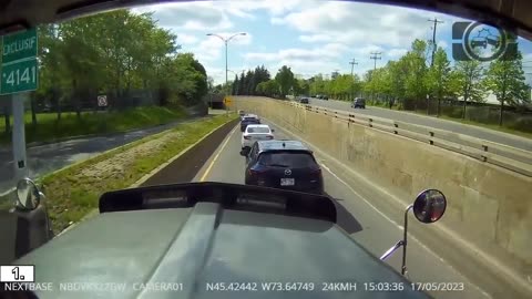 DRIVER REALLY THINKS HE CAN PUSH A SEMI-TRUCK OUT OF ITS LANE