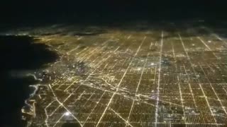 Night flight over chicago