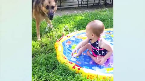 Funny Babies Playing With Water