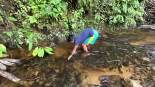 RICH IN A DAY FROM GOLD PANNING IN THE RIVER || TRADITIONAL GOLD PANNER