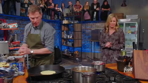 44_Bobby Flay Makes Chorizo and Shrimp Sopes Beat Bobby Flay Food Network