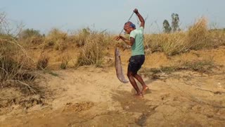 Unbelievable Monster Fishing From Underground River Hole With Chicken