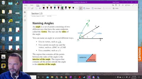 Geometry Section 1-5- Naming Angles and their parts