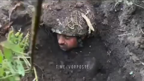 Ukrainian Soldier Buried In Dirt From Artillery