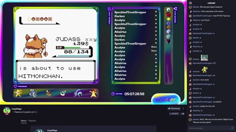 Night Team Beats Elite Four Bruno! - Cozy.tv Plays Pokémon Crystal