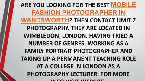 Best Mobile Fashion Photographer in Wandsworth
