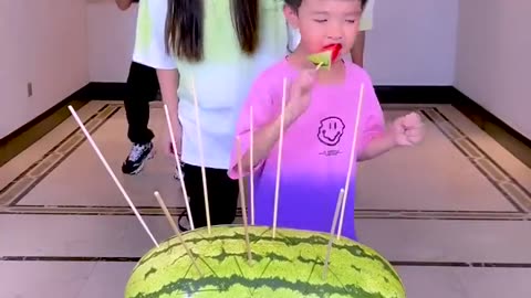 Eating watermelon challenge is so exciting,save it for later!