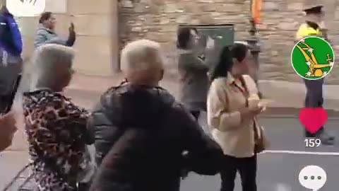 Anti welfare migrant protest middle aged woman assaulted