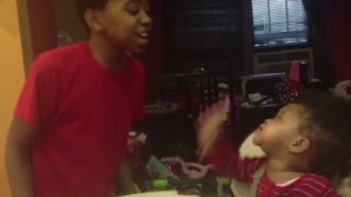 Adorable Baby Points The Finger To Her Big Brother