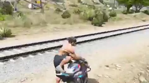 Bodybuilder try to stop running train 🚃🚂😱