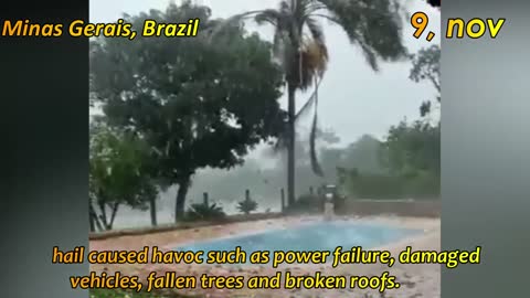tempestade de granizo em minas gerais , heavy hail storm hits minas gerais Brazil