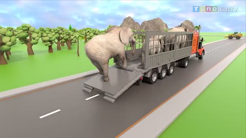 Animal Rescue Trucks for Kids | Elephant Zoo Construction