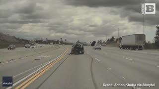 INSANE! Tire SHOOTS Off Truck, Sends Car FLYING