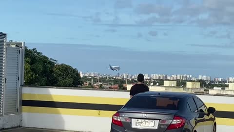 Chegada do Airbus Beluga em Fortaleza - vista do Shopping Parangaba