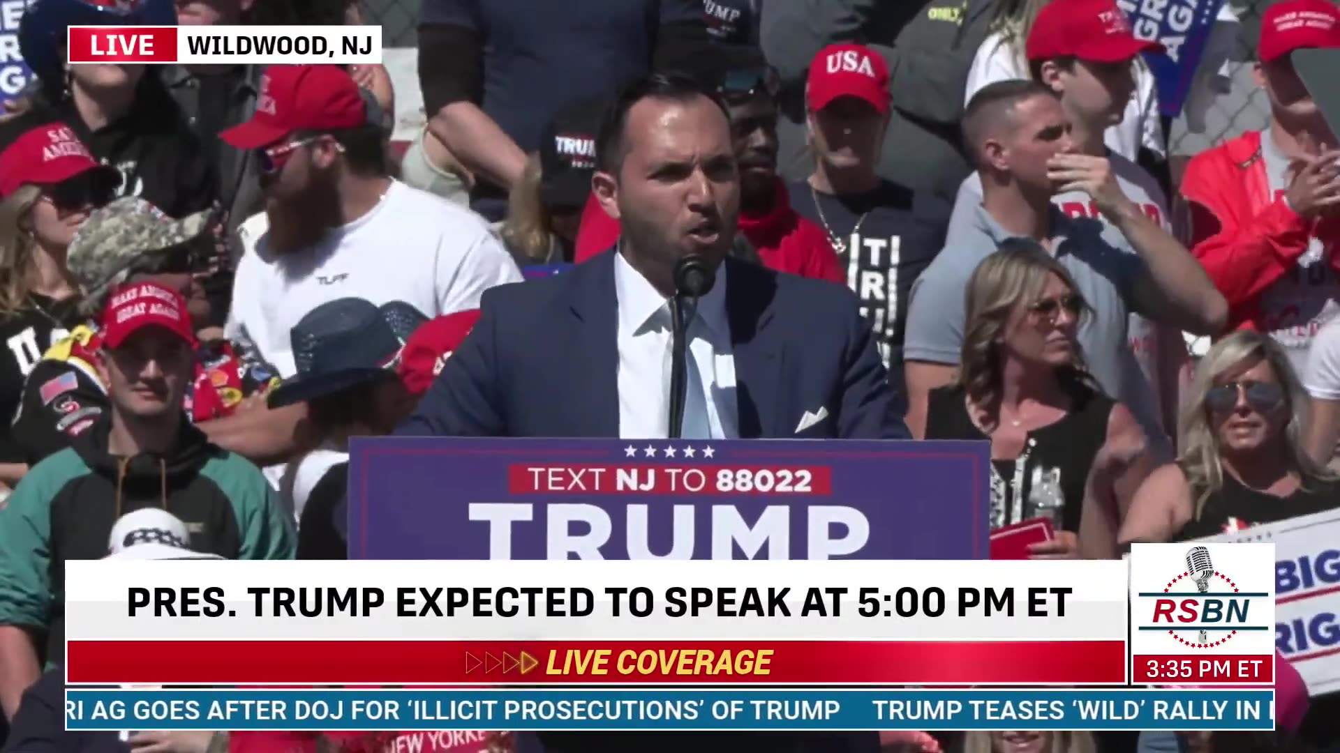 Mike Crispi Speaks at Trump Rally in Wildwood, New Jersey May 11, 2024