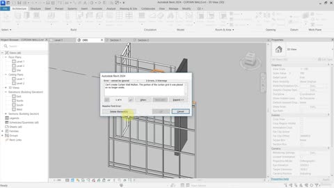 4. Curtain wall join offset, edit profile and attaching revit 2024