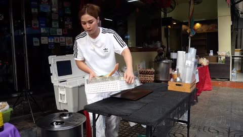 Hard Working One Day of Ploysai Coffee Beautiful Smiling Lady - Thai street