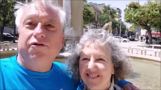 Billy and Akaisha in front of the Anchor Fountain, Brindisi, Italy