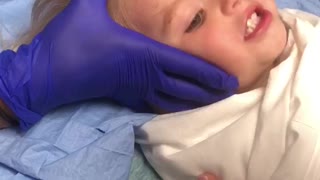 2 year old Kinley getting stitches for the first time!