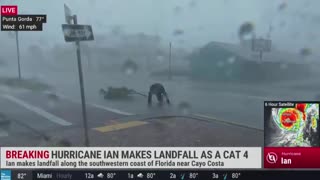 Jim Cantore literally hit by a flying tree branch during a live report