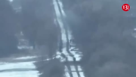 Russians moving on snowy roads greeted by a drone – Russian“hunt” in cold weather