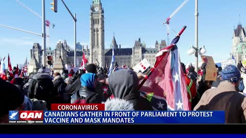 Canadians gather in front of parliament to protest vaccine, mask mandates